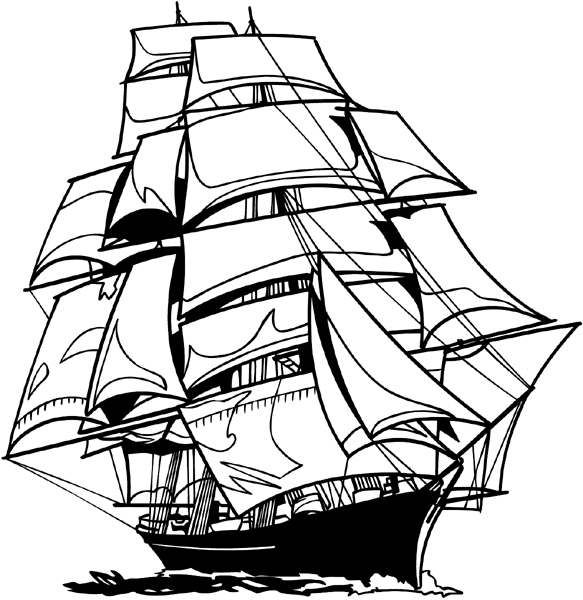 Vintage sailing ship at sea vinyl sticker. Customize on line.     Boats Shipping 013-0128  
